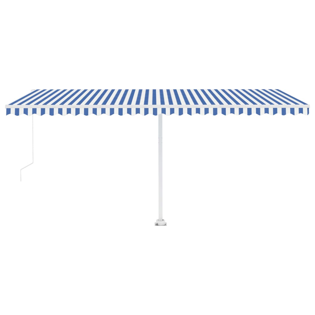 Toldo retrátil manual independente 500x350 cm azul e branco