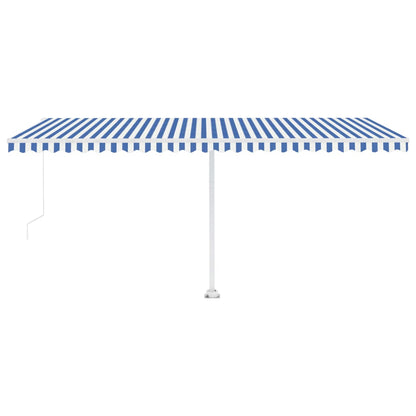 Toldo retrátil manual independente 500x350 cm azul e branco