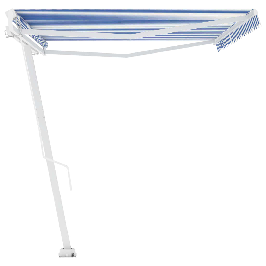 Toldo retrátil manual independente 500x350 cm azul e branco