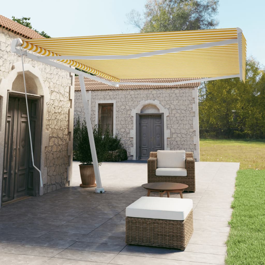 Toldo retrátil manual independente 500x350 cm amarelo e branco