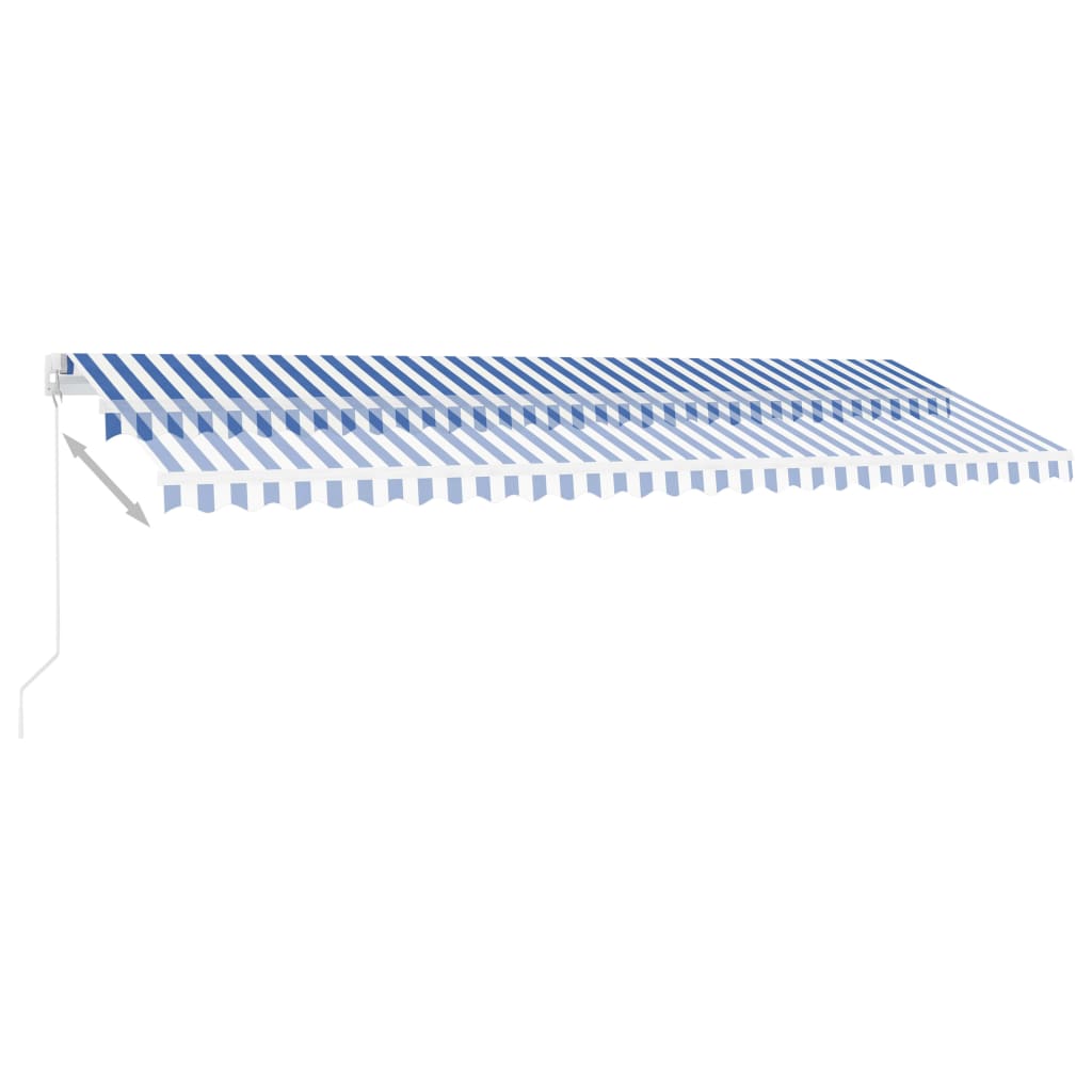 Toldo retrátil manual com LED 500x350 cm azul e branco