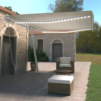 Toldo retrátil manual com LED 500x350 cm cor creme