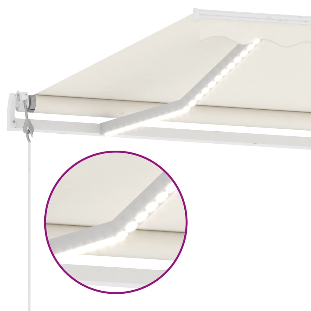 Toldo automático com LED e sensor de vento 500x350 cm cor creme