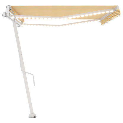 Toldo autom. LED e sensor de vento 500x350 cm amarelo/branco