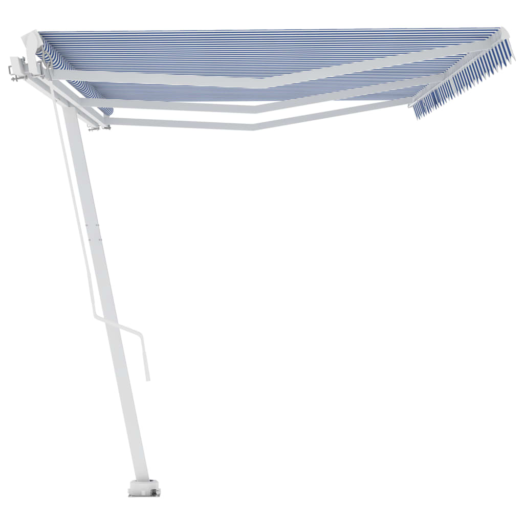 Toldo retrátil manual independente 600x350 cm azul e branco