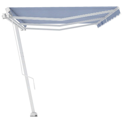 Toldo retrátil manual independente 600x350 cm azul e branco