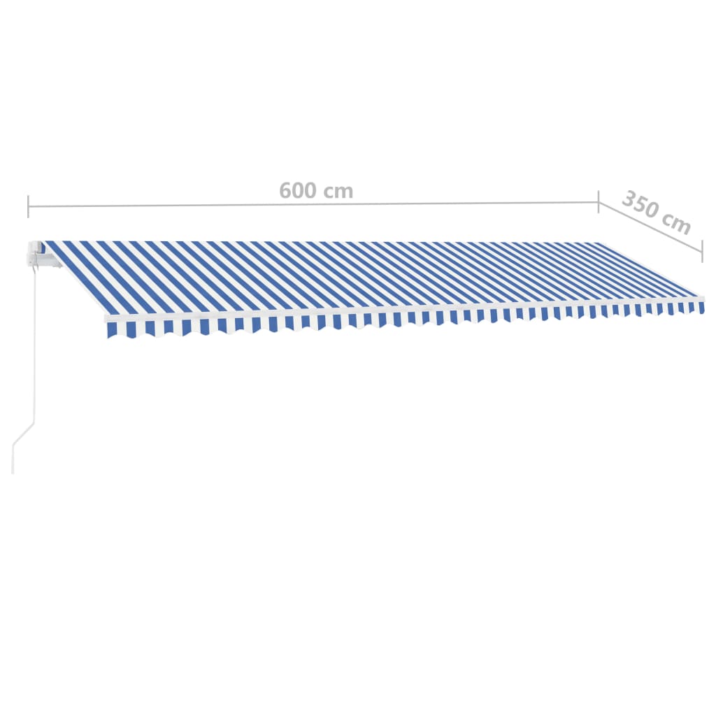 Toldo retrátil manual independente 600x350 cm azul e branco