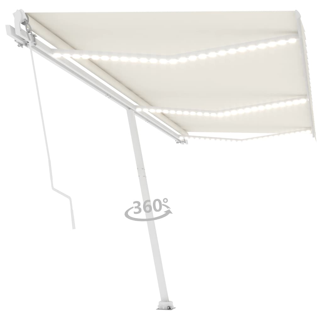 Toldo retrátil manual com LED 600x350 cm cor creme