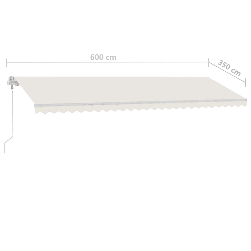 Toldo retrátil manual com LED 600x350 cm cor creme