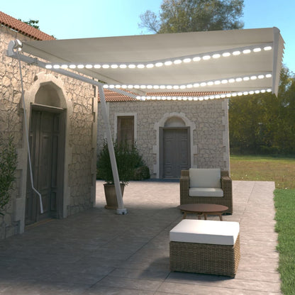 Toldo retrátil manual com LED 600x350 cm cor creme