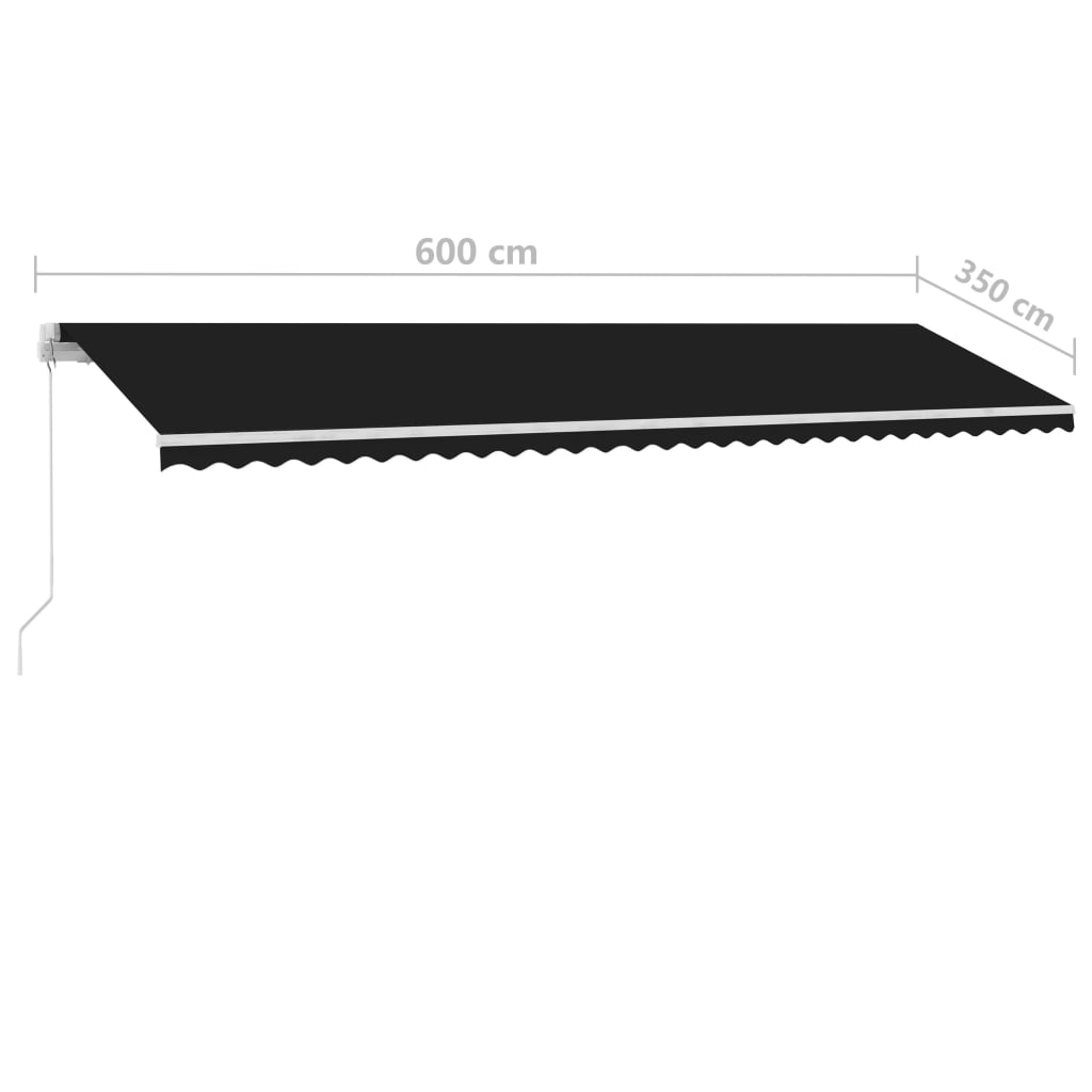 Toldo retrátil manual com LED 600x350 cm antracite