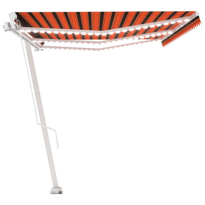 Toldo retrátil manual com LED 600x350 cm laranja e castanho