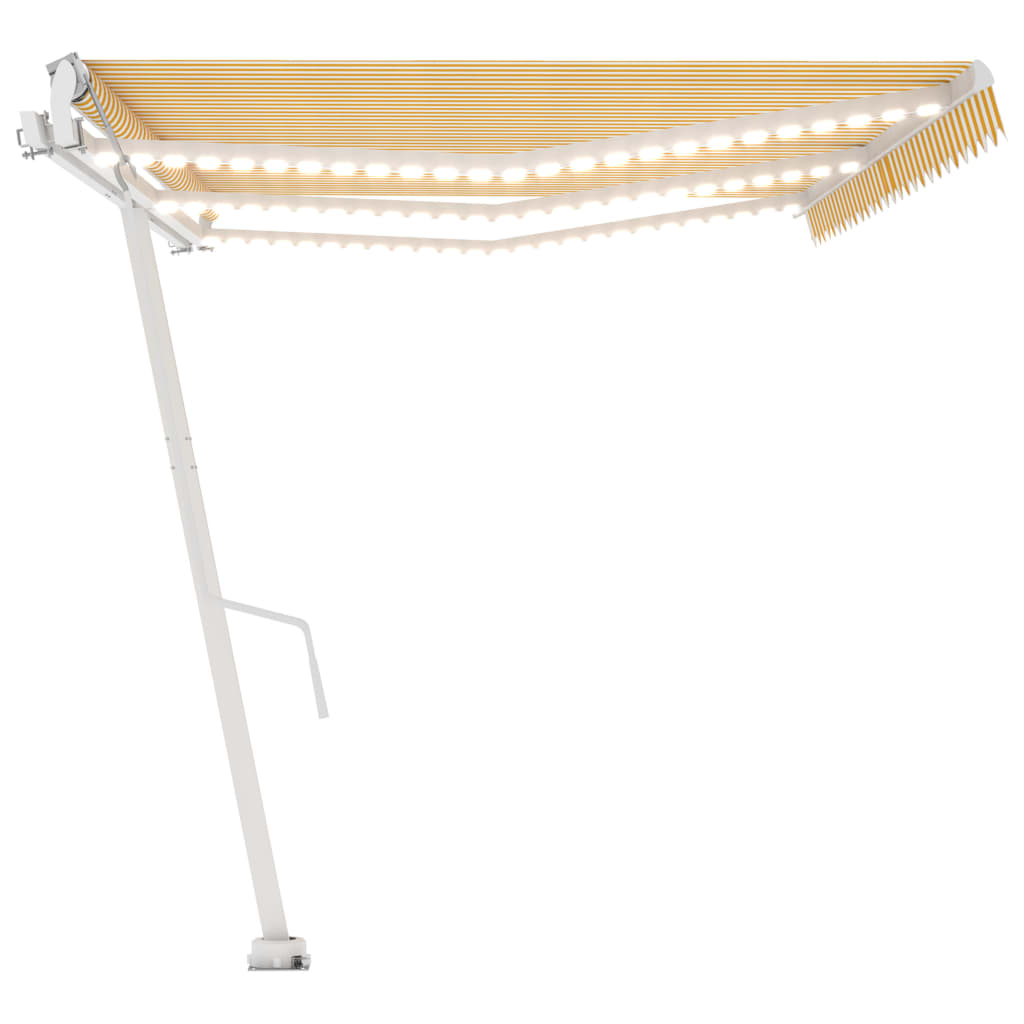 Toldo autom. LED e sensor de vento 600x350 cm amarelo/branco