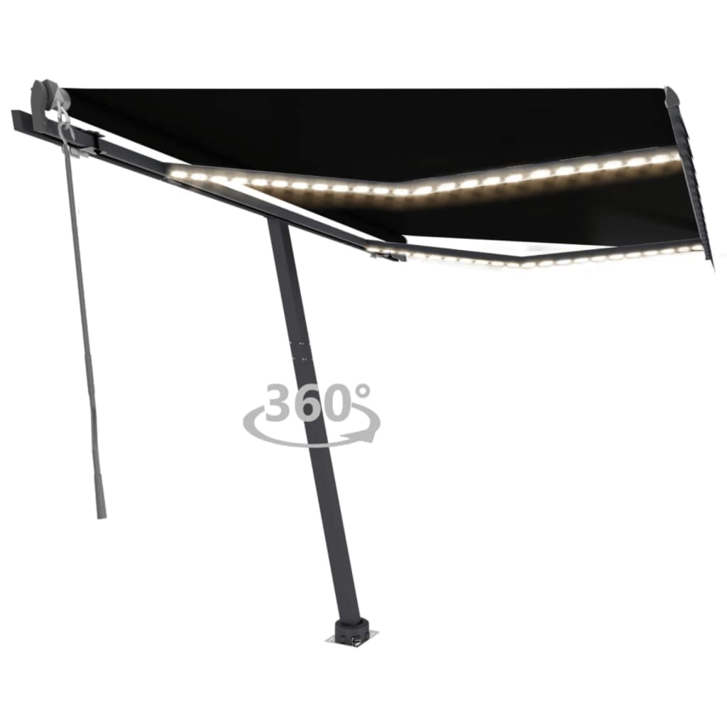 Toldo automático com LED e sensor de vento 300x250 cm antracite