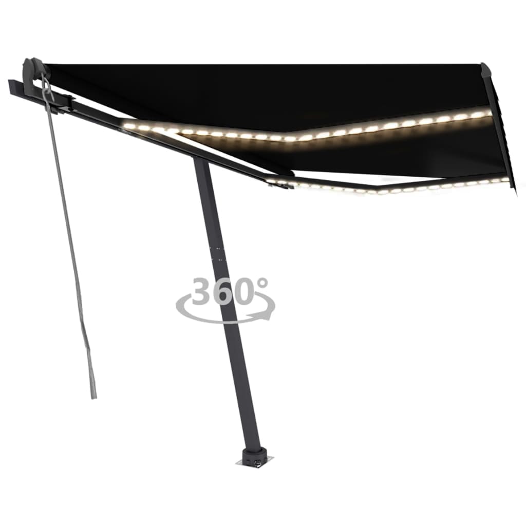 Toldo automático com LED e sensor de vento 350x250 cm antracite