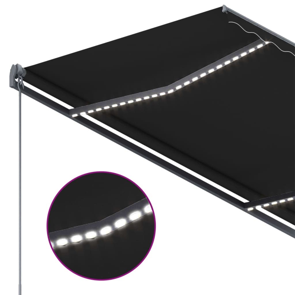 Toldo automático com LED e sensor de vento 350x250 cm antracite