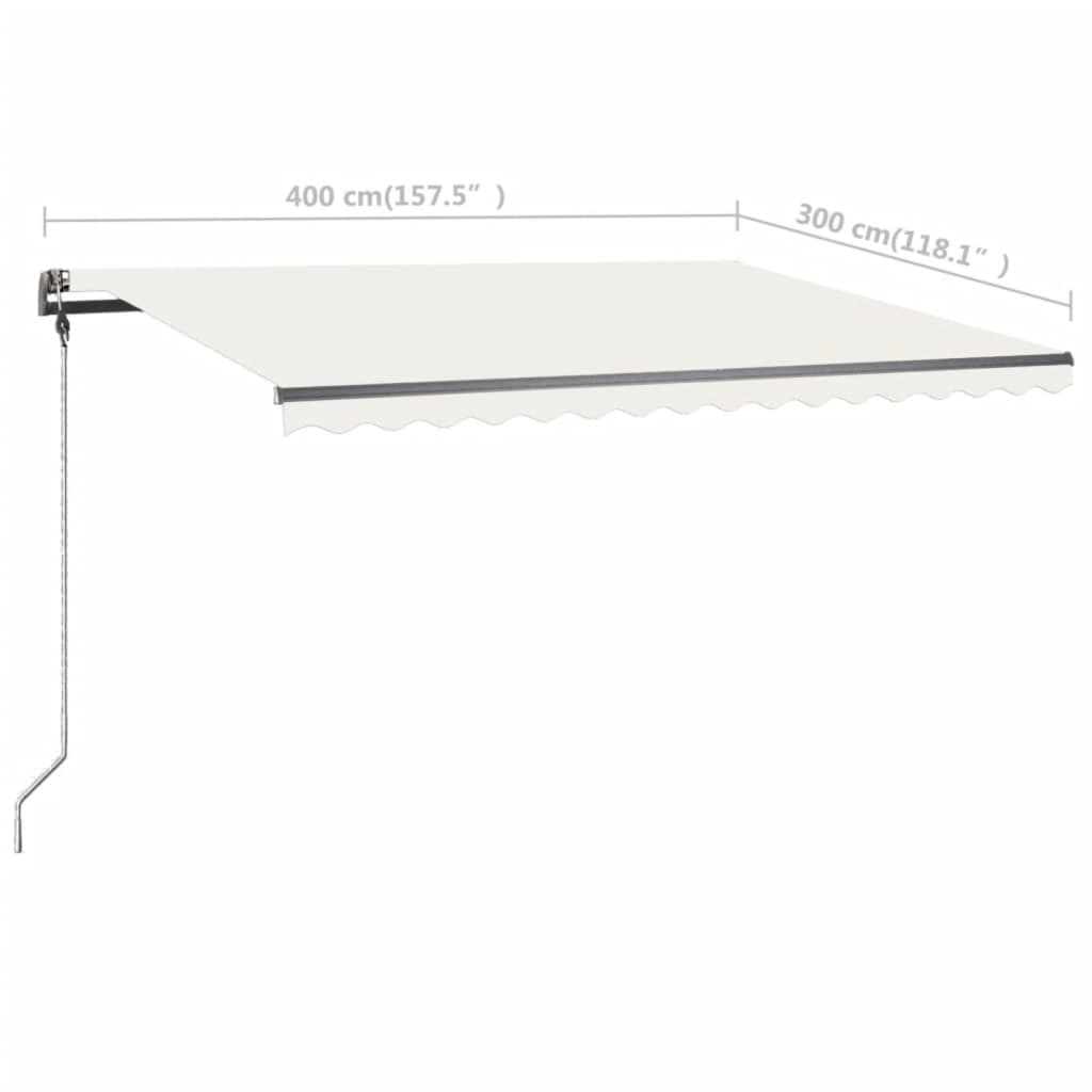 Toldo retrátil manual com LED 400x300 cm cor creme