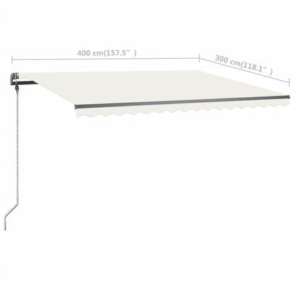 Toldo retrátil manual com LED 400x300 cm cor creme