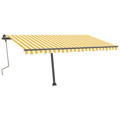 Toldo retrátil manual com LED 400x300 cm amarelo e branco