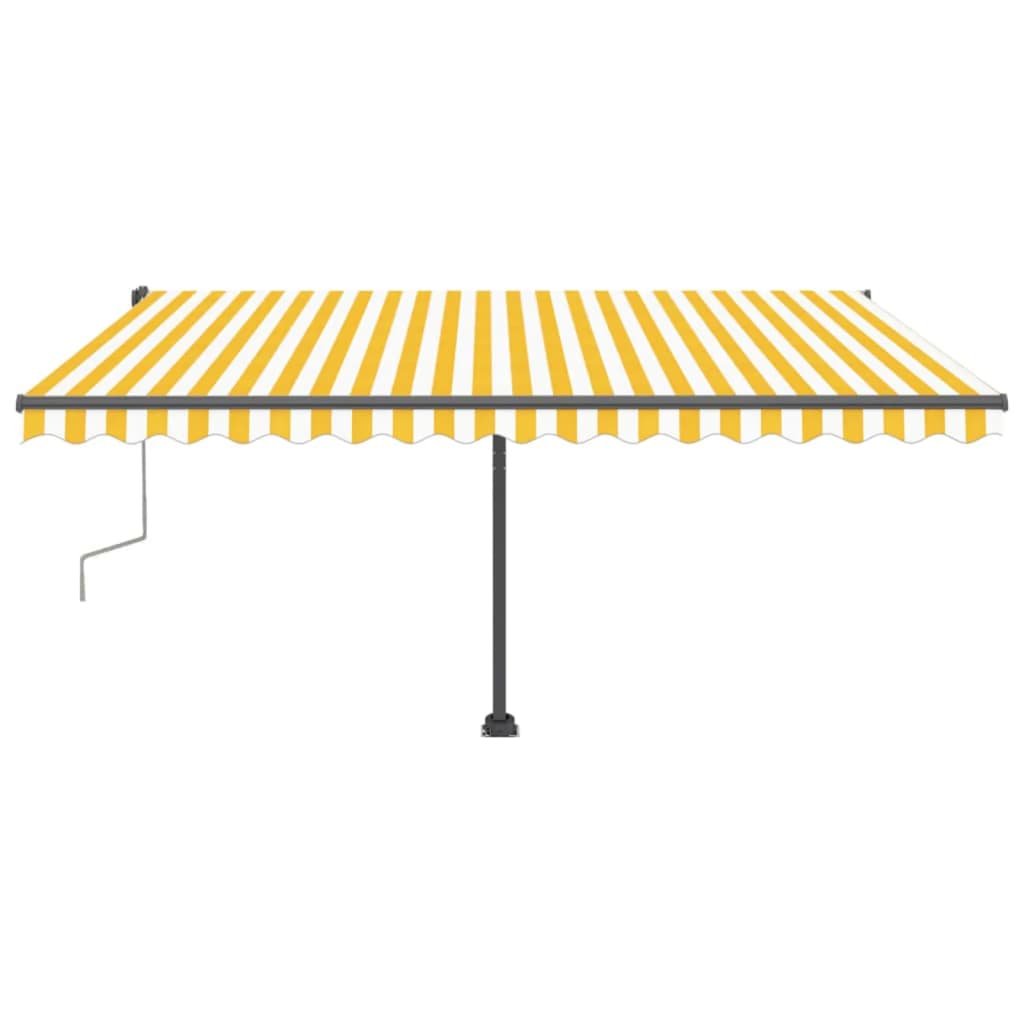 Toldo retrátil manual com LED 400x300 cm amarelo e branco