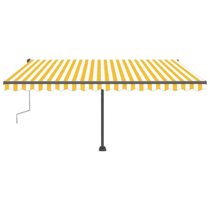 Toldo retrátil manual com LED 400x300 cm amarelo e branco