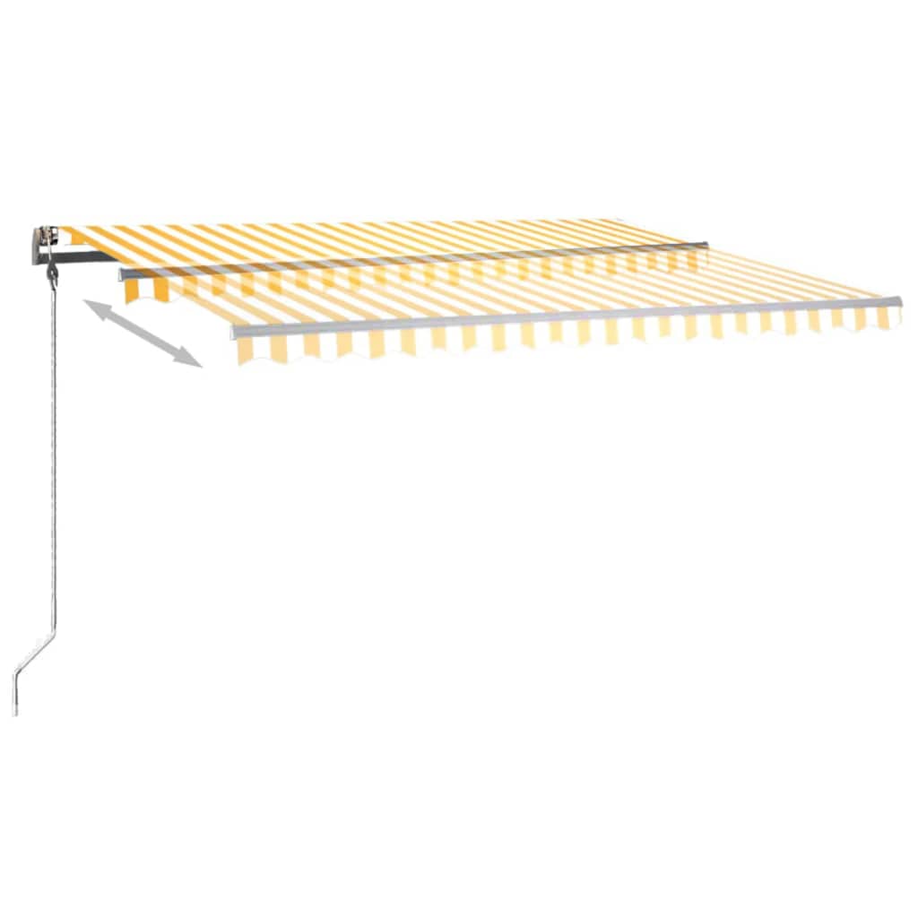 Toldo retrátil manual com LED 400x300 cm amarelo e branco