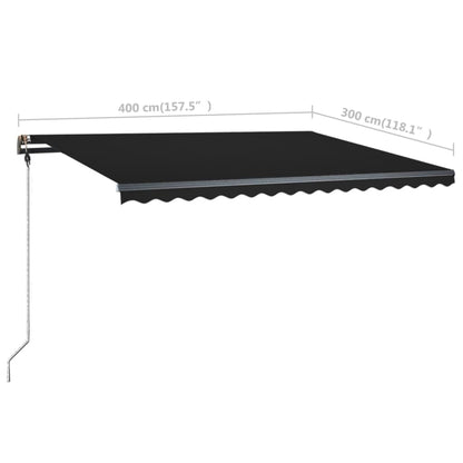 Toldo retrátil manual com LED 400x300 cm antracite