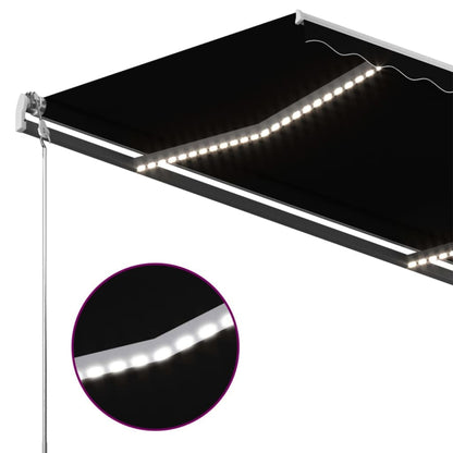 Toldo retrátil manual com LED 400x300 cm antracite