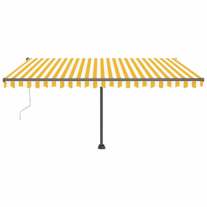 Toldo autom. LED e sensor de vento 400x300 cm amarelo/branco