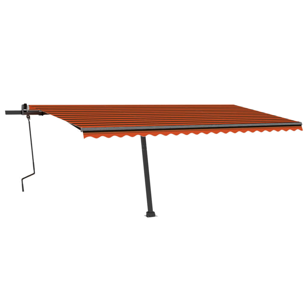 Toldo retrátil manual independente 500x300cm laranja e castanho