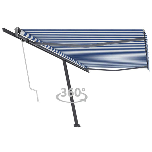 Toldo automático independente 500x300 cm azul e branco