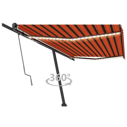 Toldo autom. LED e sensor de vento 500x300 cm laranja/castanho