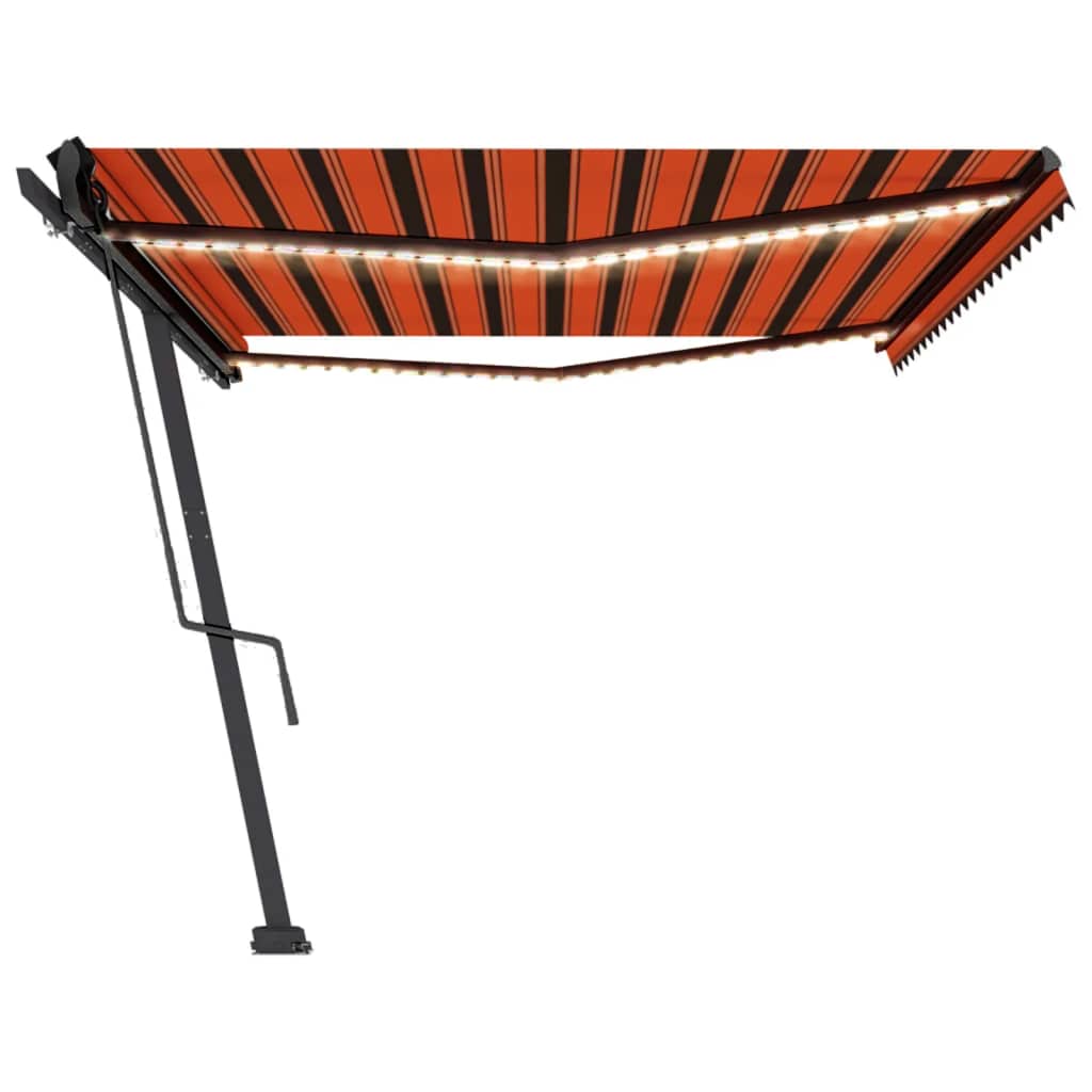 Toldo autom. LED e sensor de vento 500x300 cm laranja/castanho