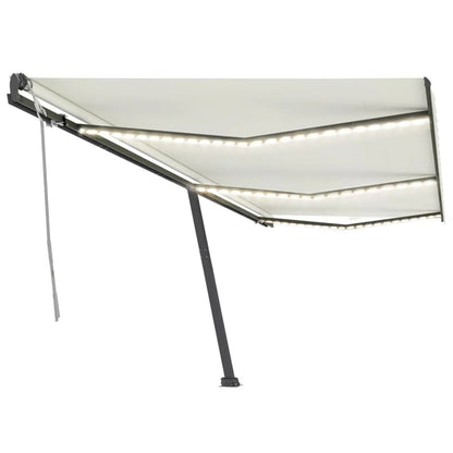 Toldo retrátil manual com LED 600x300 cm cor creme