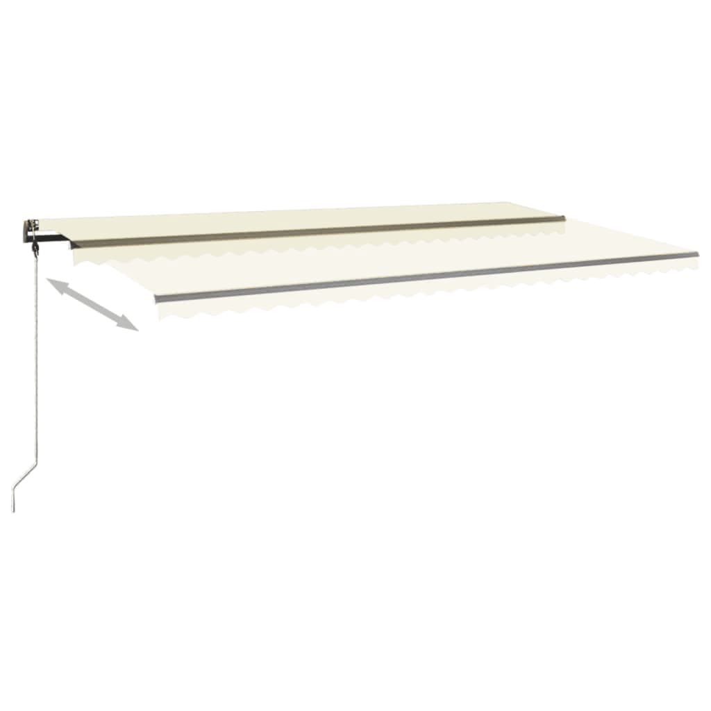 Toldo retrátil manual com LED 600x300 cm cor creme