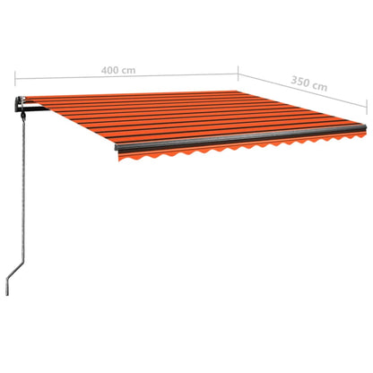 Toldo retrátil manual independente 400x350cm laranja e castanho