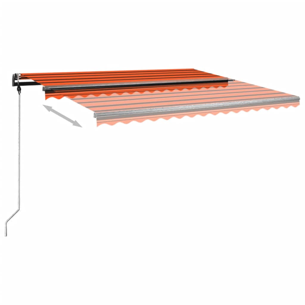 Toldo retrátil manual independente 400x350cm laranja e castanho