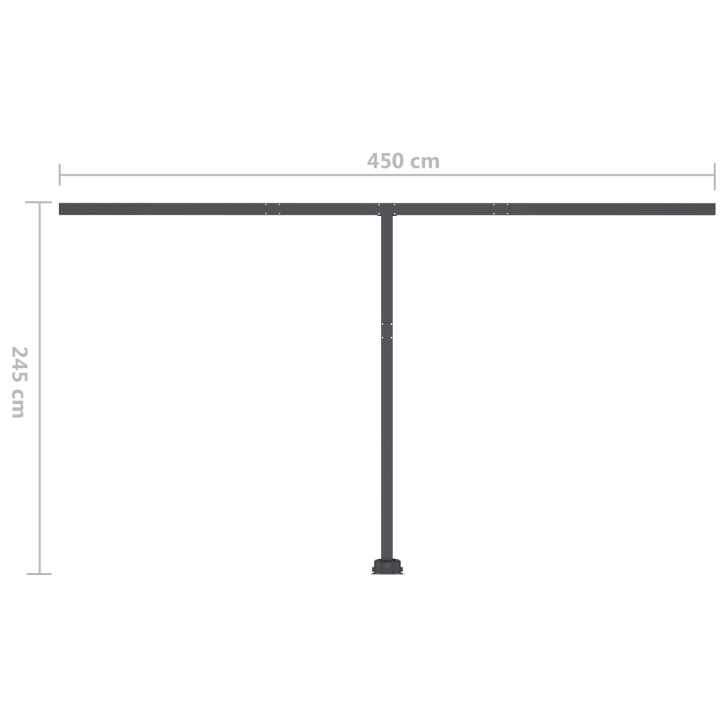 Toldo retrátil manual c/ luzes LED 400x350cm laranja e castanho