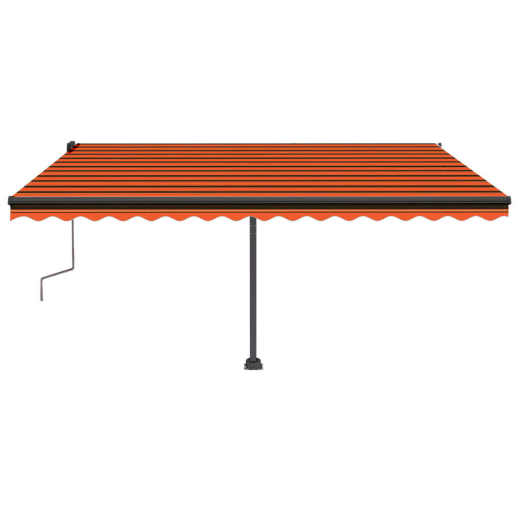 Toldo retrátil manual c/ luzes LED 400x350cm laranja e castanho