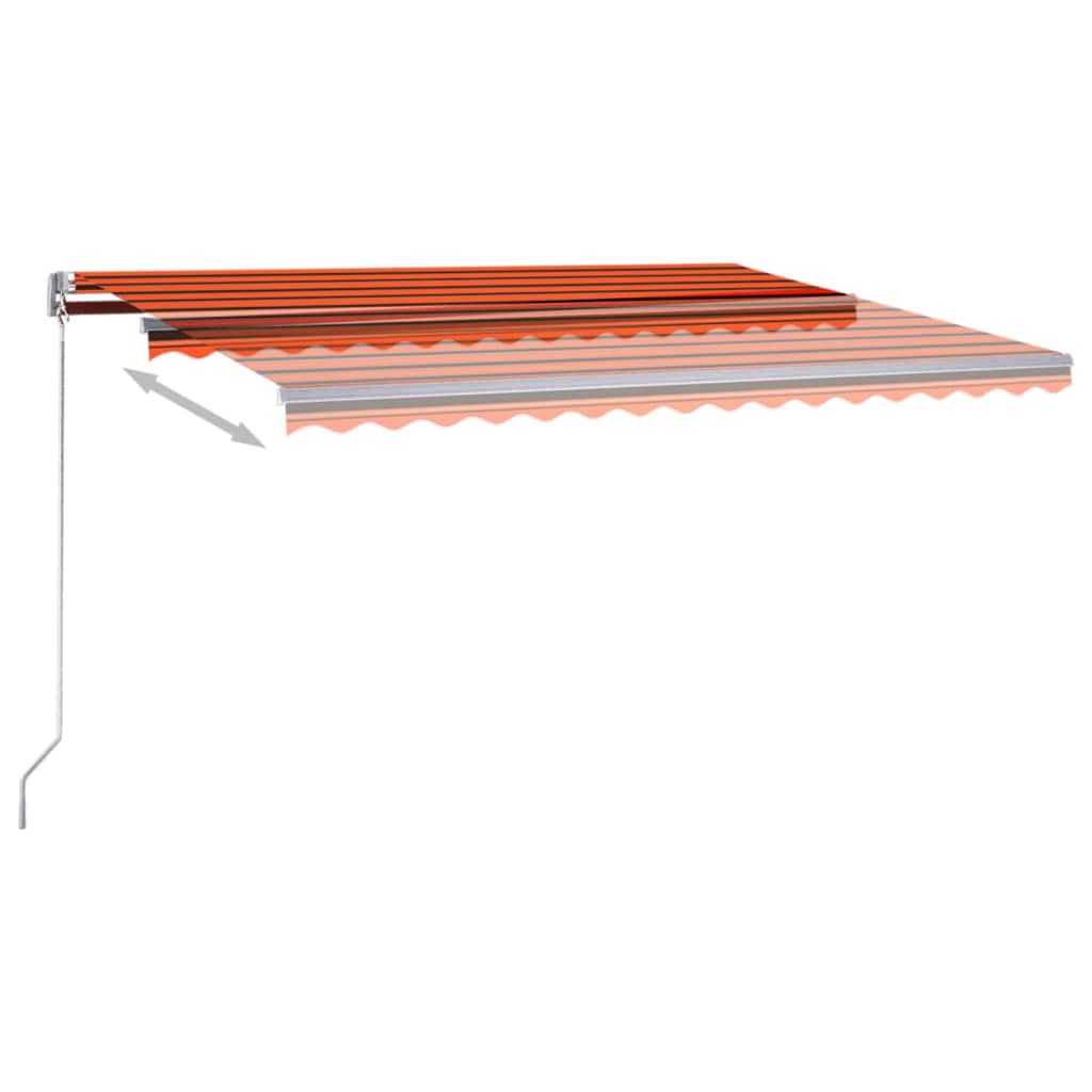 Toldo autom. LED e sensor de vento 400x350 cm laranja/castanho