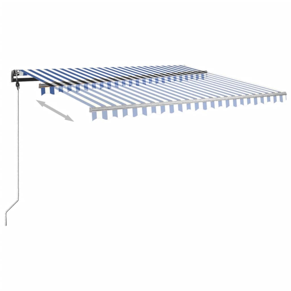 Toldo retrátil manual independente 450x350 cm azul e branco