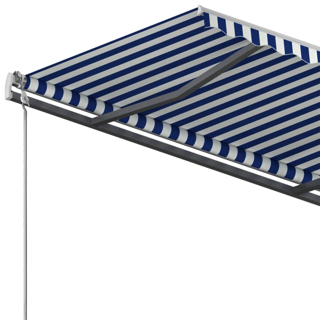 Toldo retrátil manual independente 450x350 cm azul e branco