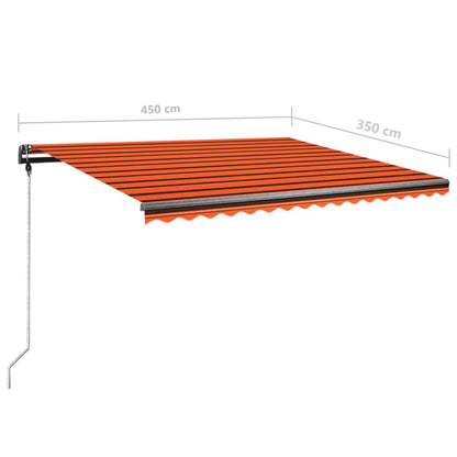 Toldo retrátil manual independente 450x350cm laranja e castanho