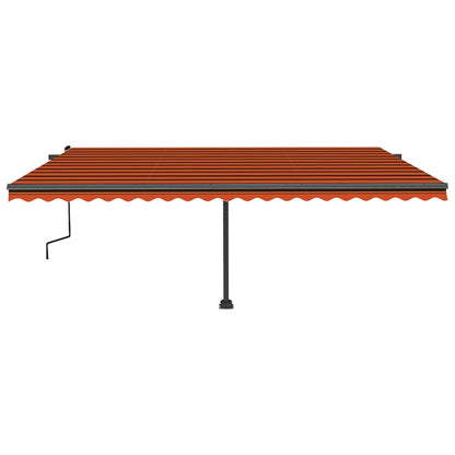 Toldo retrátil manual com luzes LED 500x350 cm laranja/castanho