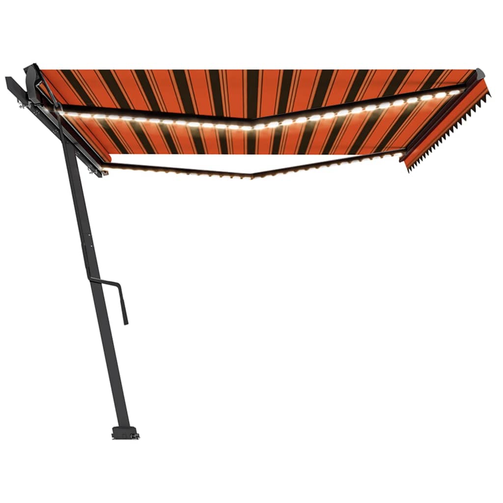 Toldo retrátil manual com luzes LED 500x350 cm laranja/castanho