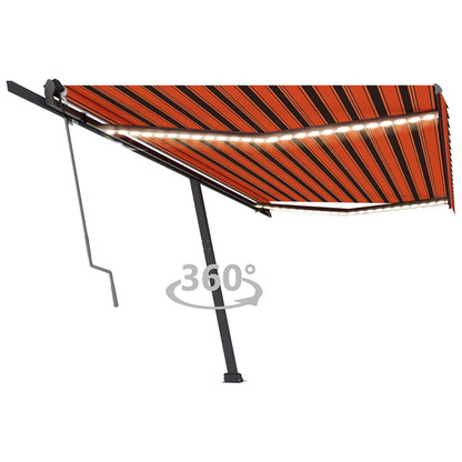 Toldo autom. LED e sensor de vento 500x350 cm laranja/castanho