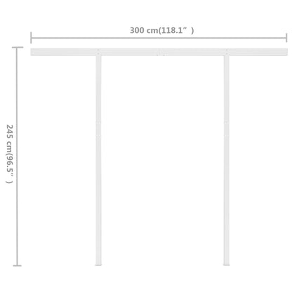 Toldo retrátil manual com postes 3x2,5 m azul e branco