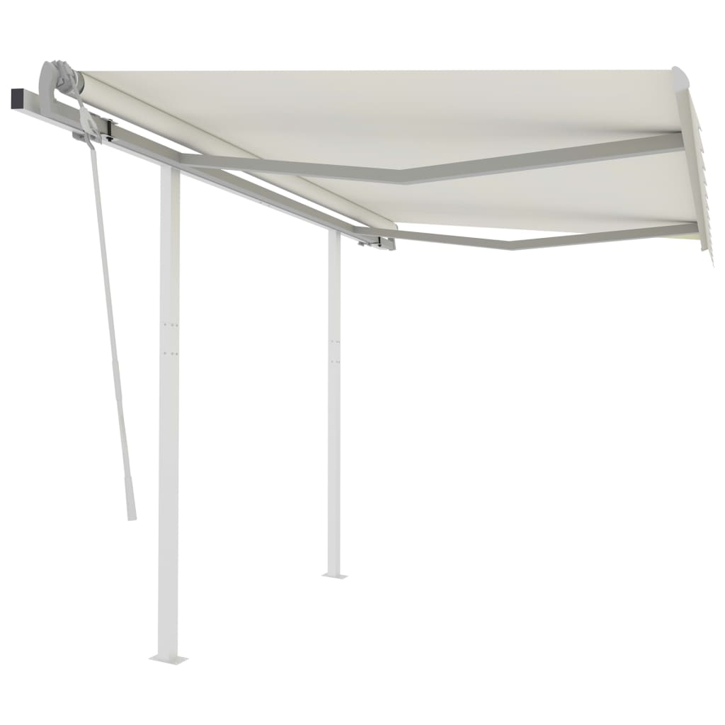 Toldo retrátil manual com postes 3x2,5 m cor creme