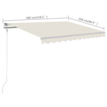 Toldo retrátil manual com postes 3x2,5 m cor creme