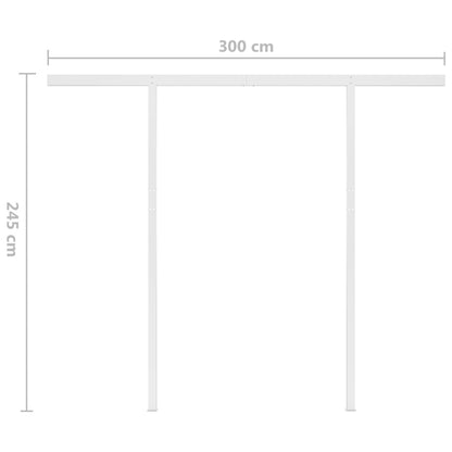 Toldo retrátil manual com postes 3x2,5 m amarelo e branco